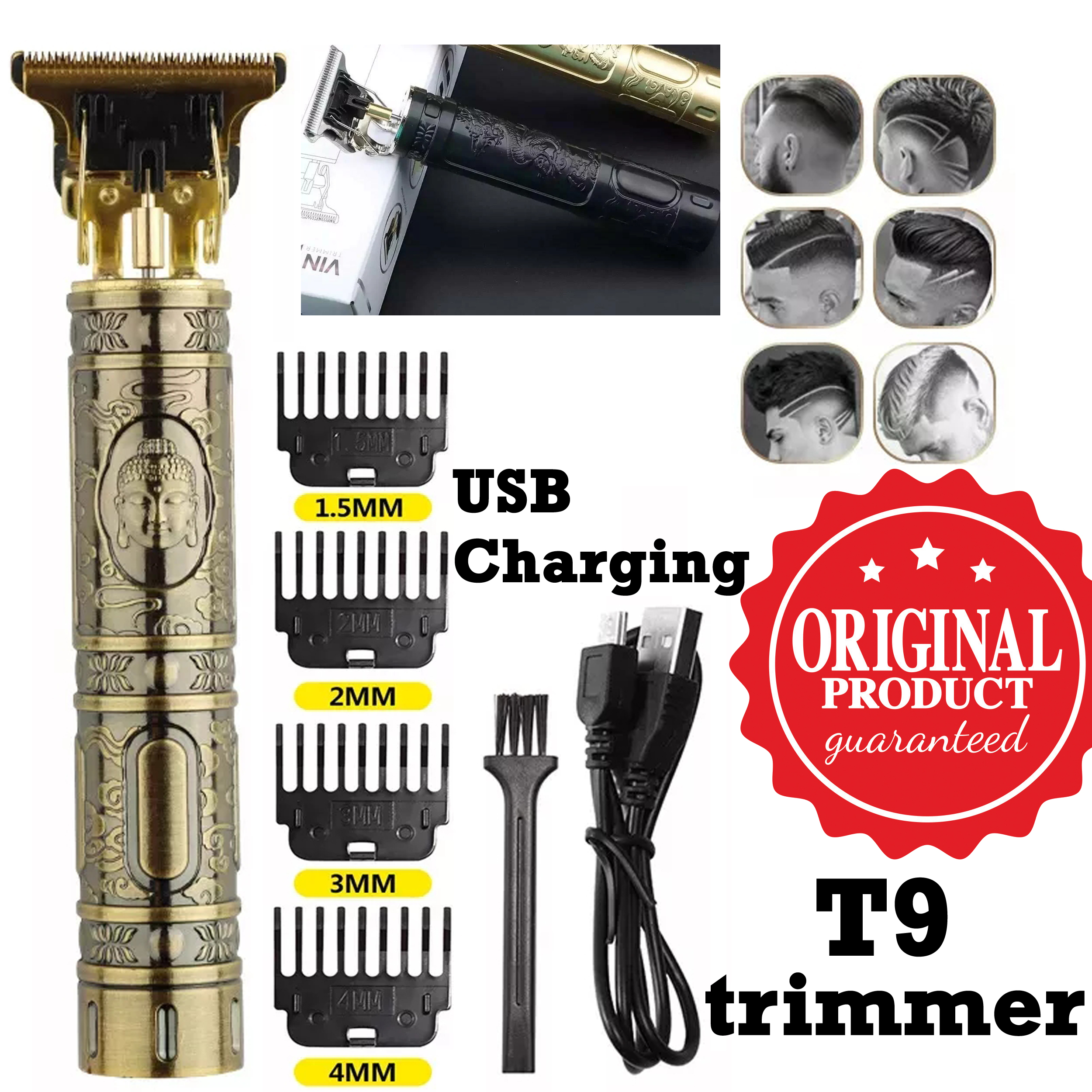 Original Vintage USB Rechargeable T9 Hair Trimmer Shaving Machine – Genuine Professional Hair Clipper Shaver – Men’s Body Grooming Kit – Chargeable Baby Children Child trimming machine - Beard Trimmer – Best Electric Hair Removal Cutting Machine for Men