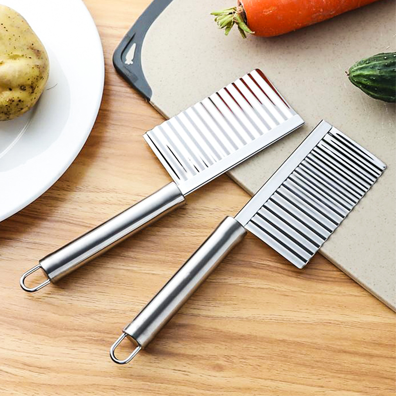 Crinkle Fries Cutter Knife With Handle - Stainless Steel High Quality