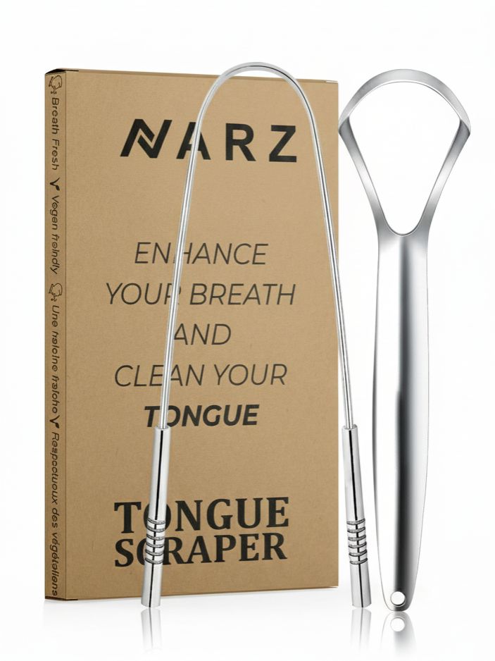 Dealspo NARZ Tongue Scraper Stainless Steel Tongue Cleaner Bad Breath Treatment Restore Fresh Breath Improve Taste And Oral Health Suitable For Men And Women Personal Hygiene