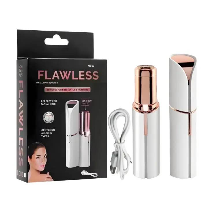 Flawless Facial Hair Remover for Women – Painless Rechargeable Epilator & Facial Trimmer with LED Light | IPX6 Waterproof Electric Hair Removal Machine | Portable Face Hair Remover for Girls | USB Rechargeable | Travel Storage Bag Included.