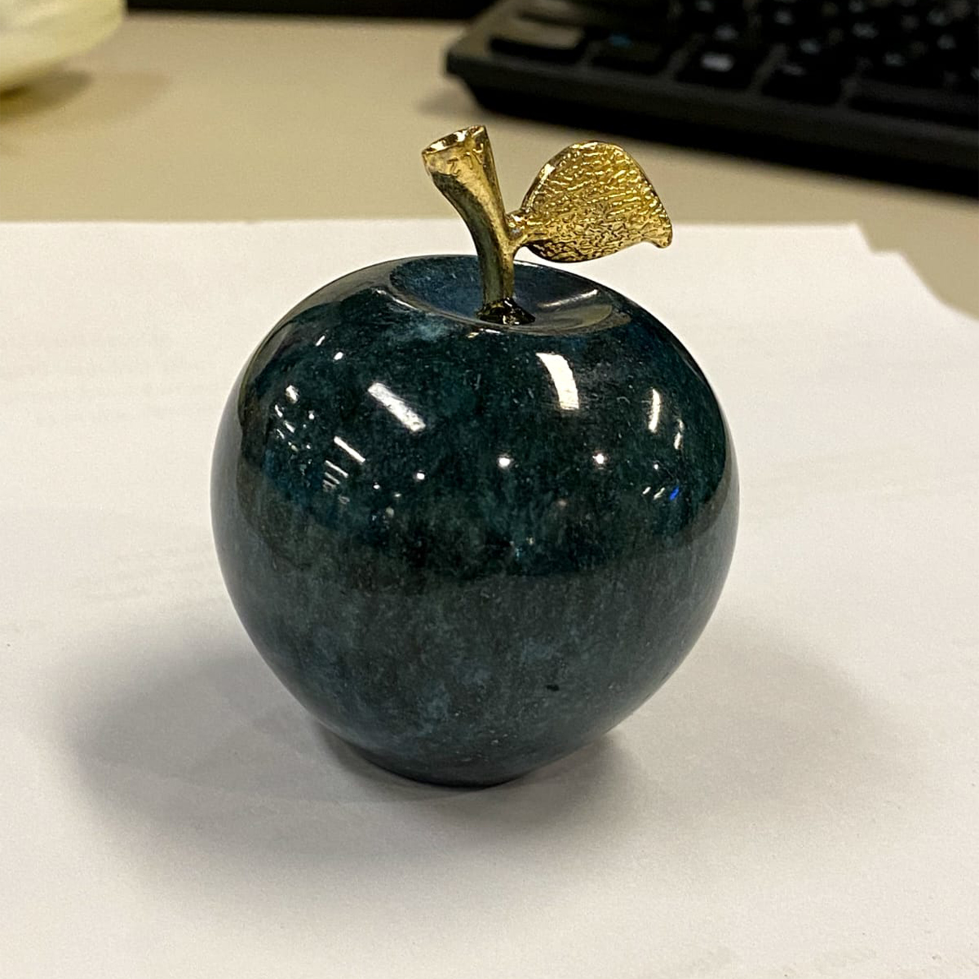2 Inch Handmade Marble Apple Set - Decorative Paperweight for Home & Office