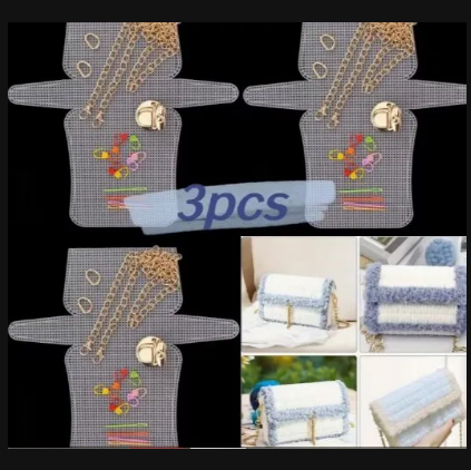 3PCS Plastic Mesh Canvas Sheets for Crafts  | White DIY Sewing & Embroidery Canvas for Bag Making, Crossbody, Purse, Handbag & Needlework Projects