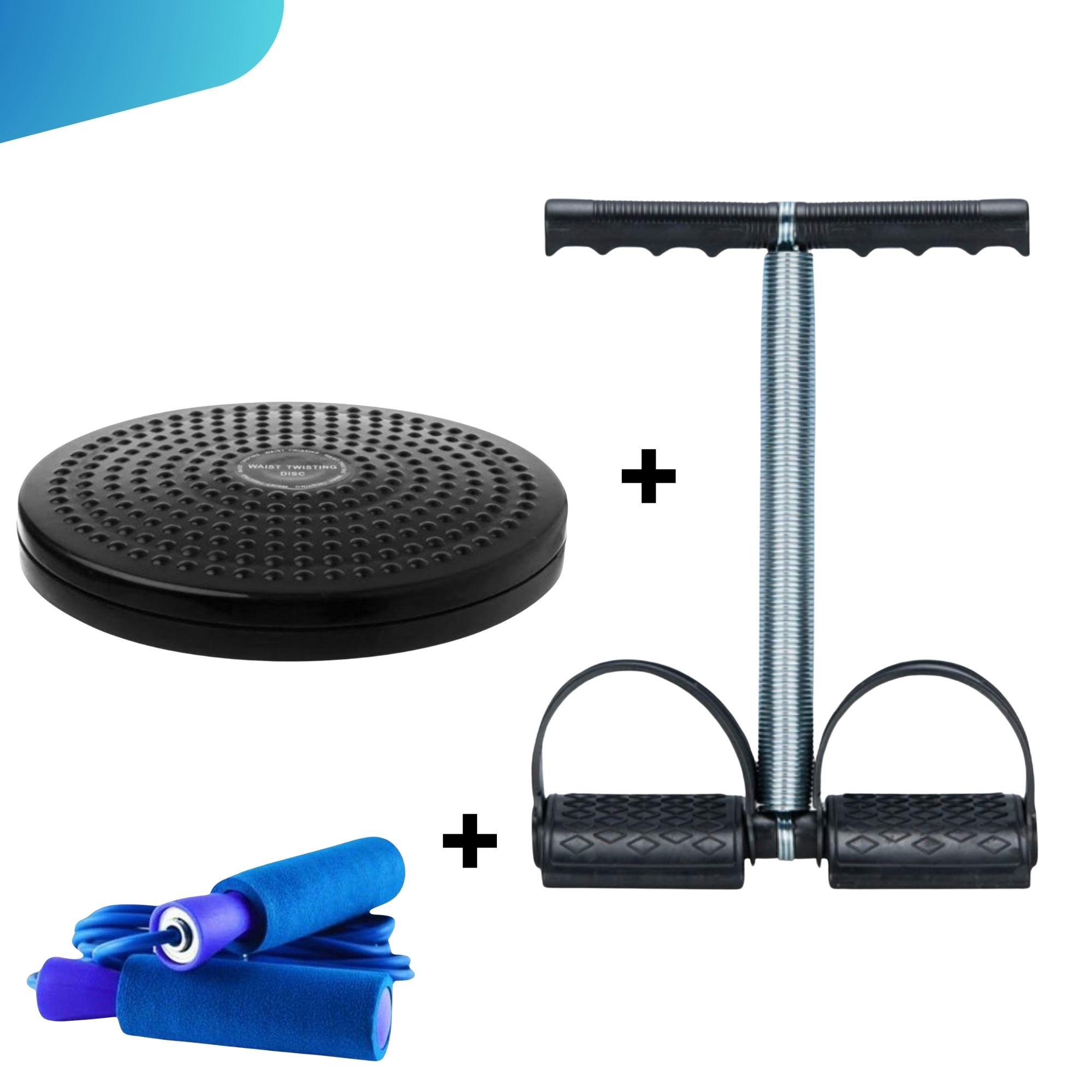 COMBO DEAL OF SINGLE SPRING TUMMY TRIMMER +TWISTER PLATE + JUMP ROPE FOR EXERCISE