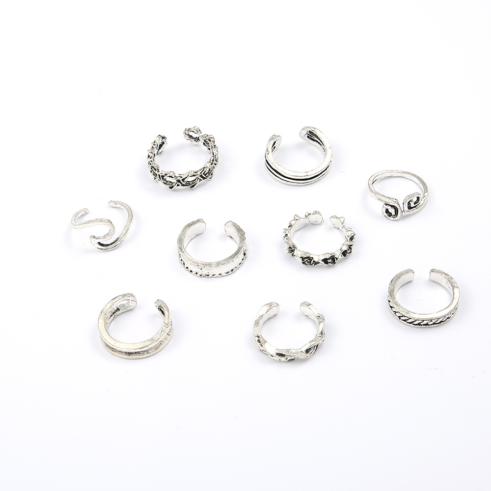 Antique Jewelry 9Pack Open Toe Ring Set Women Foot Summer Beach Vintage