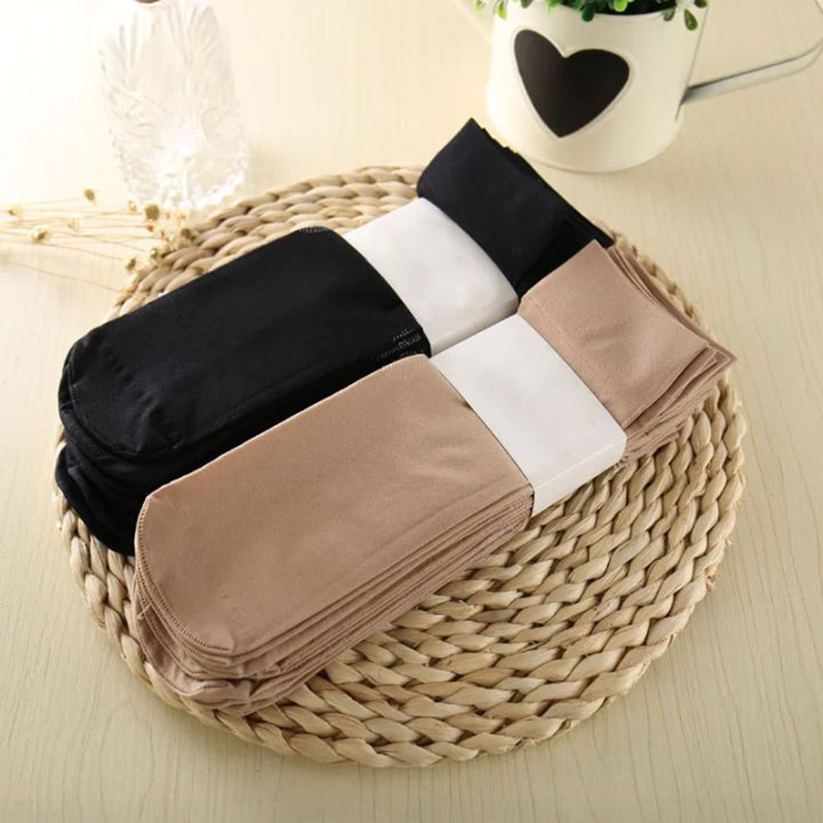 Pack of 6 Pcs Summer Socks For Girls Breathable Skin And Black Socks Comfortable Cotton Socks Lightweight Daily Wear Socks Soft Reusable Summer Socks Stretchable Casual Socks For Women Thin Office Wear Socks Sweat Absorbing Summer Socks For Girls