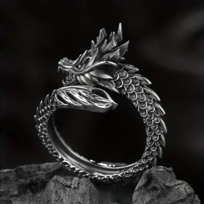 Elegant Dragon Design Alloy Ring, Unisex, Suitable for Gift | Single Ring Style