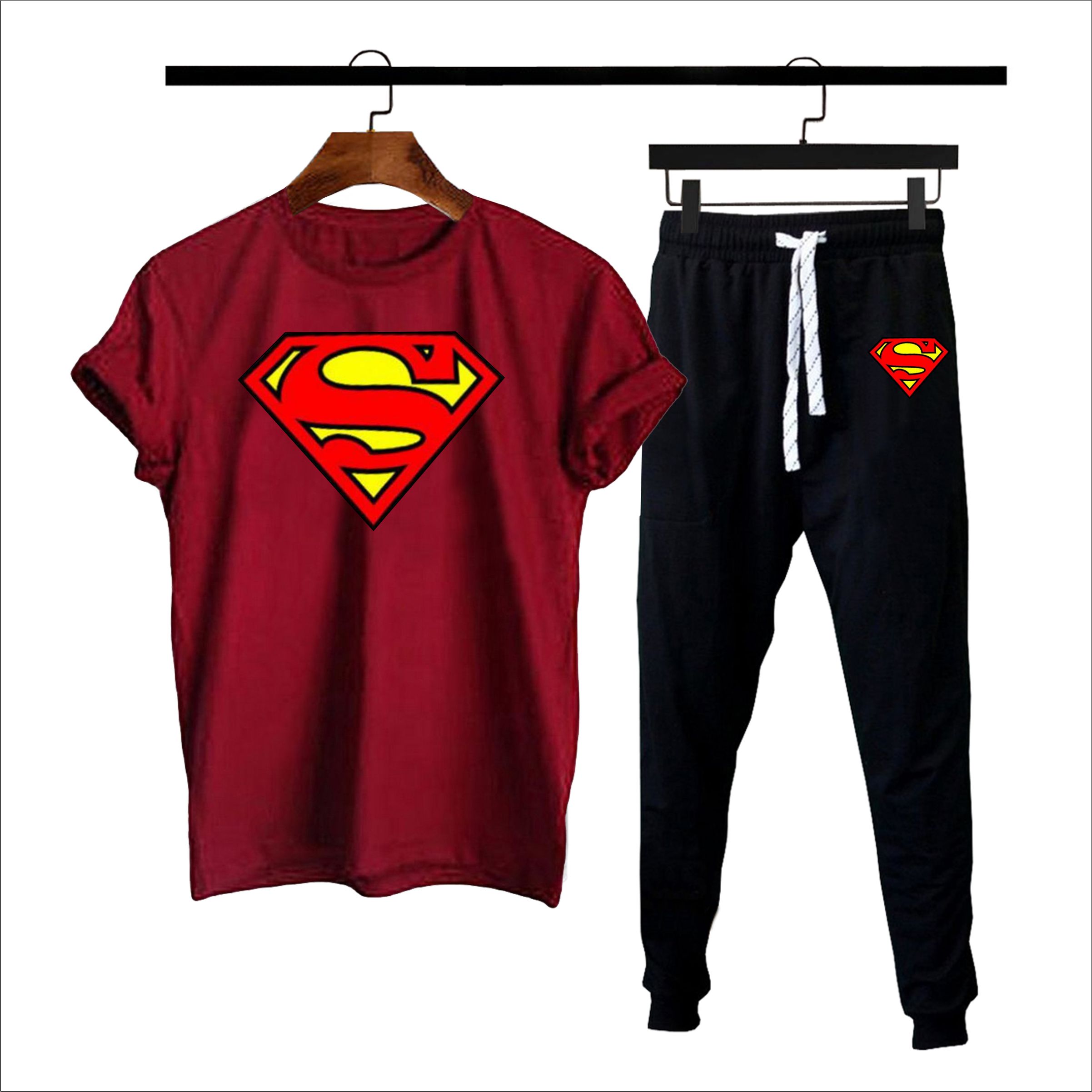 New stylish trendy superman printed summer tracksuit for men&boys Soft & Comfy Fabric Summer Printed Tracksuit recommended article -black