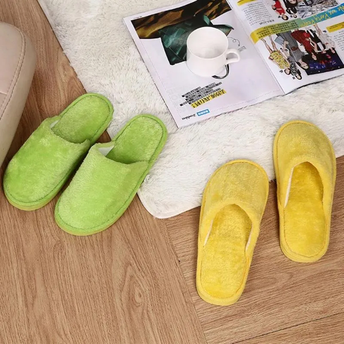 Multi-Color Soft Cotton Slippers for Men and Women - Unisex Indoor Spa Slippers
