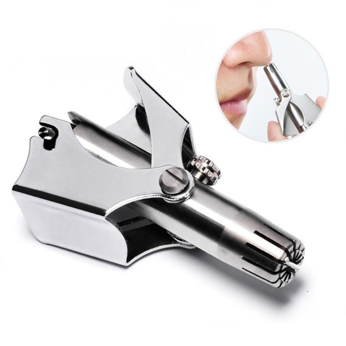 Stainless Steel Manual Nose Trimmer for Men | Portable Nose Ear and Face Hair Grooming Tool | Washable Safe Manual Trimmer No Battery Needed | Compact Travel Friendly Personal Care Tool for Daily Grooming Use Men Women