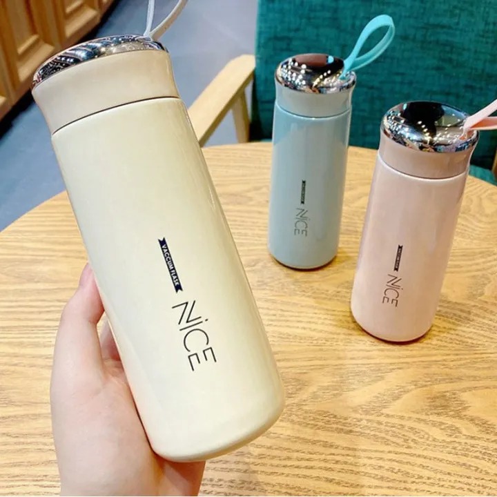 K.A_Seller Premium 400ml Glass Water Bottle BPA-Free Double Wall Insulated Leakproof Durable Drinking Bottle with Protective Plastic Shell for School Gym Office Home Travel Hiking Boys Girls