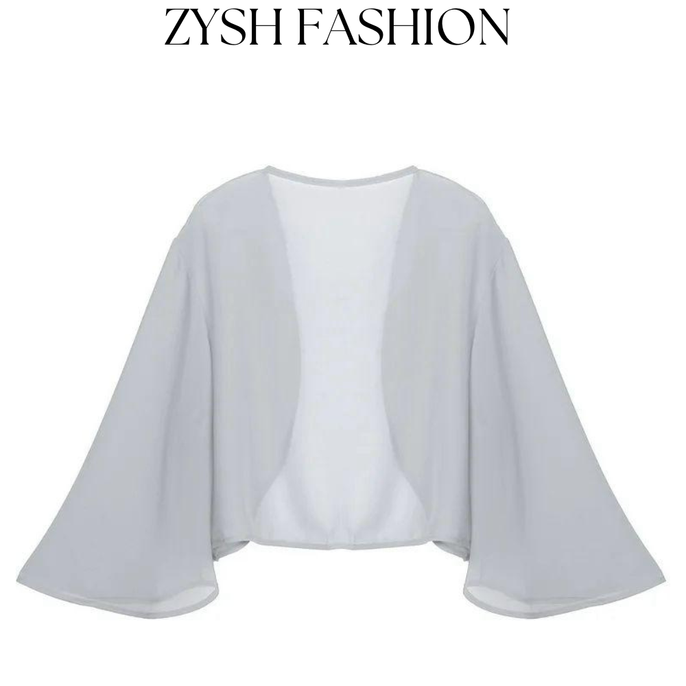 Zysh Fashion Elegant Chiffon Kimono Jacket in Multiple Colors - Casual Winter Coat for Women