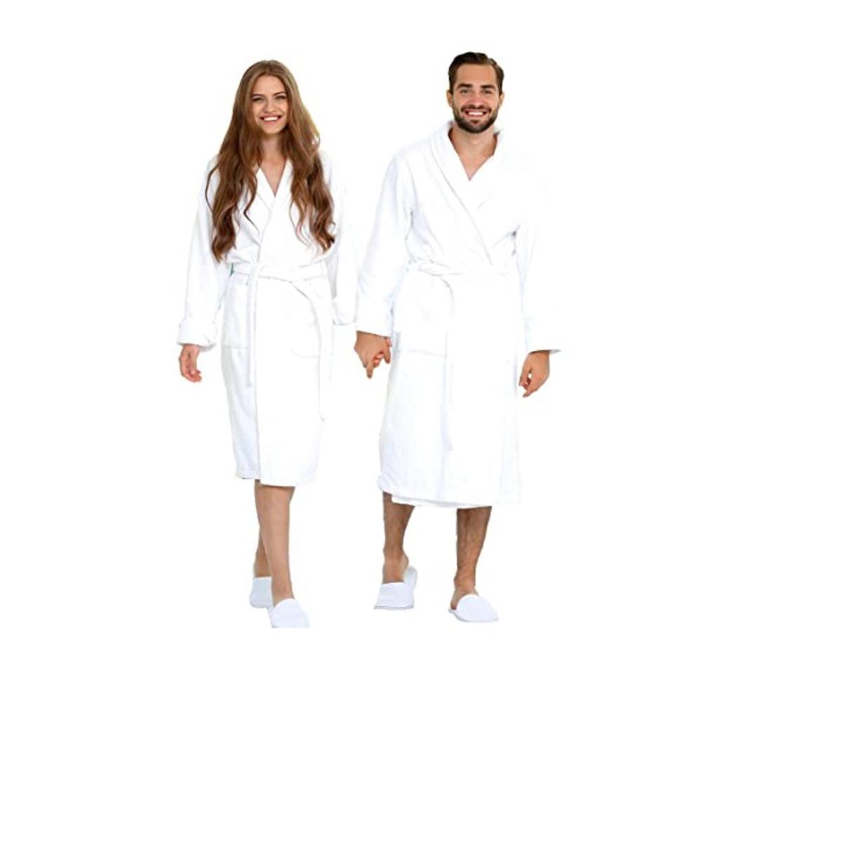 Luxury Egyptian Cotton Terry Towelling Bath Robe – Unisex Hooded Dressing Gown for Men & Women, Thick Soft Spa Bathrobe