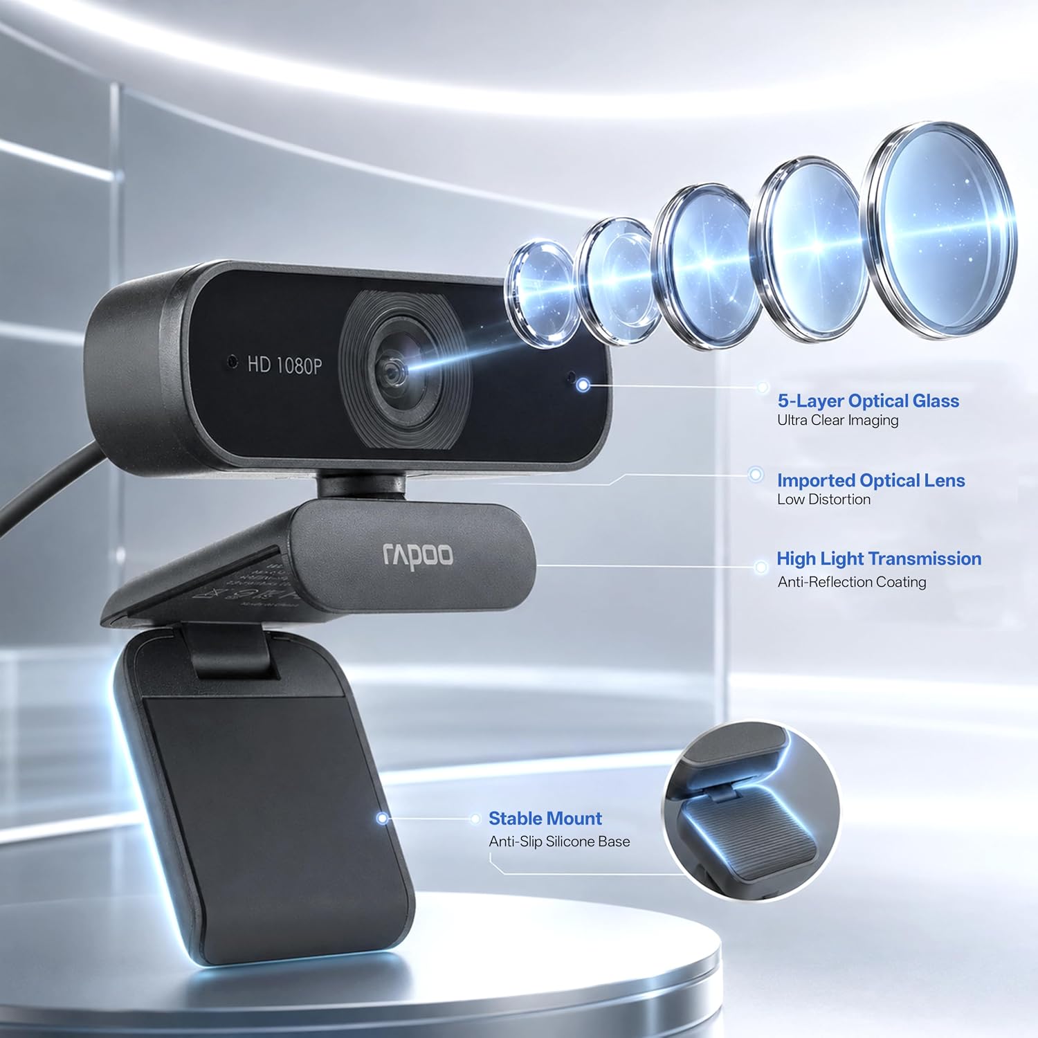 RAPOO C260 USB Full HD Webcam 1080p 30hz with Noise Cancelling Microphone 360 Horizontal 95 Super Wide-Angle 2mp 20 db233a1580bd8368ee453d5eca7b9fb5