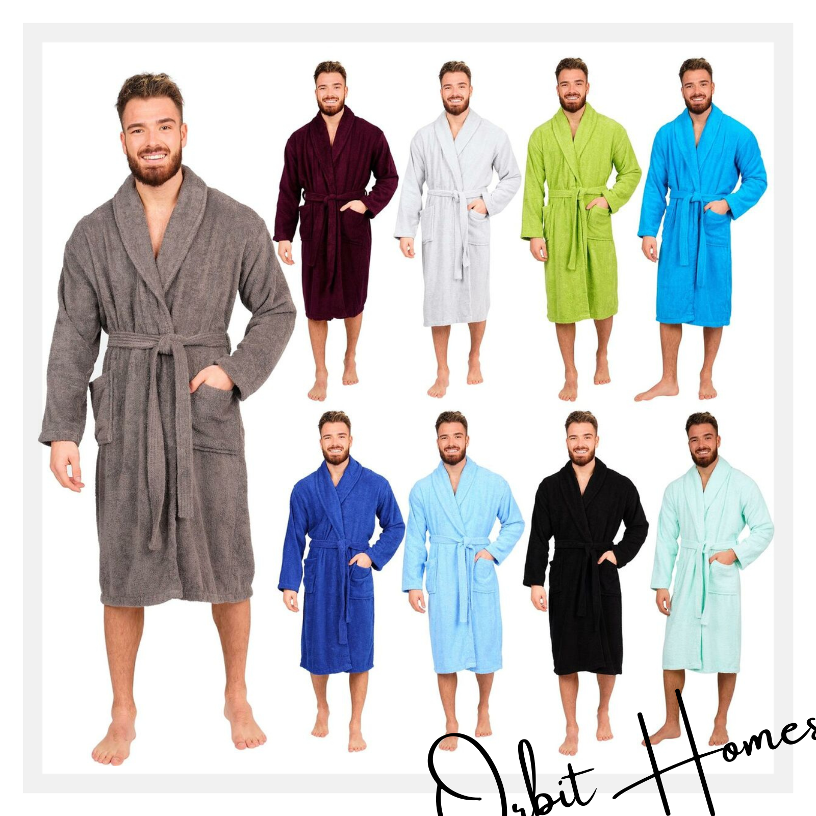 Bathrobe for Men and Women, Made of 100% Cotton Bathrobe -- ORBIT HOME