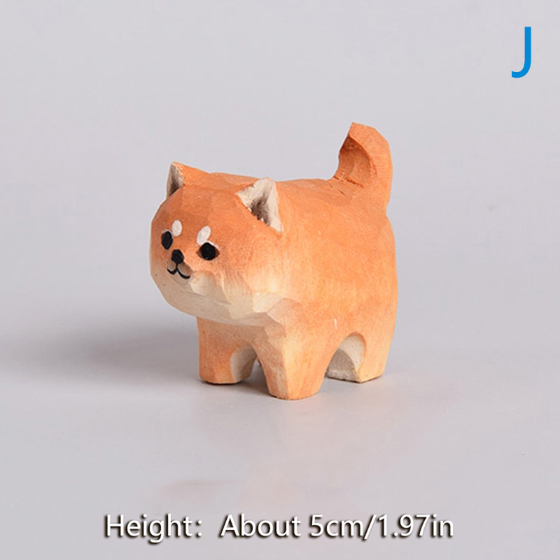 1pc Handmade Wooden Cat Ornament Mini Cute Orange Cats Statues Doll Car
