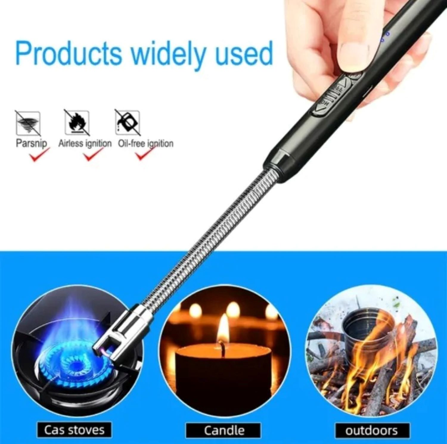 USB Rechargeable Flameless Arc Lighter Flexible and Windproof for Candles, Hiking, Camping, Kitchen, Fireplaces