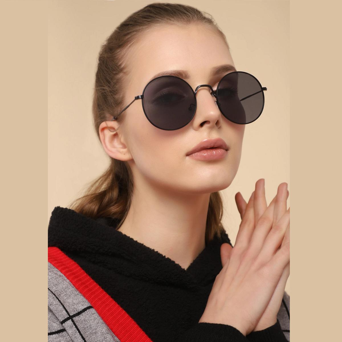 Black Round Sunglasses for Women