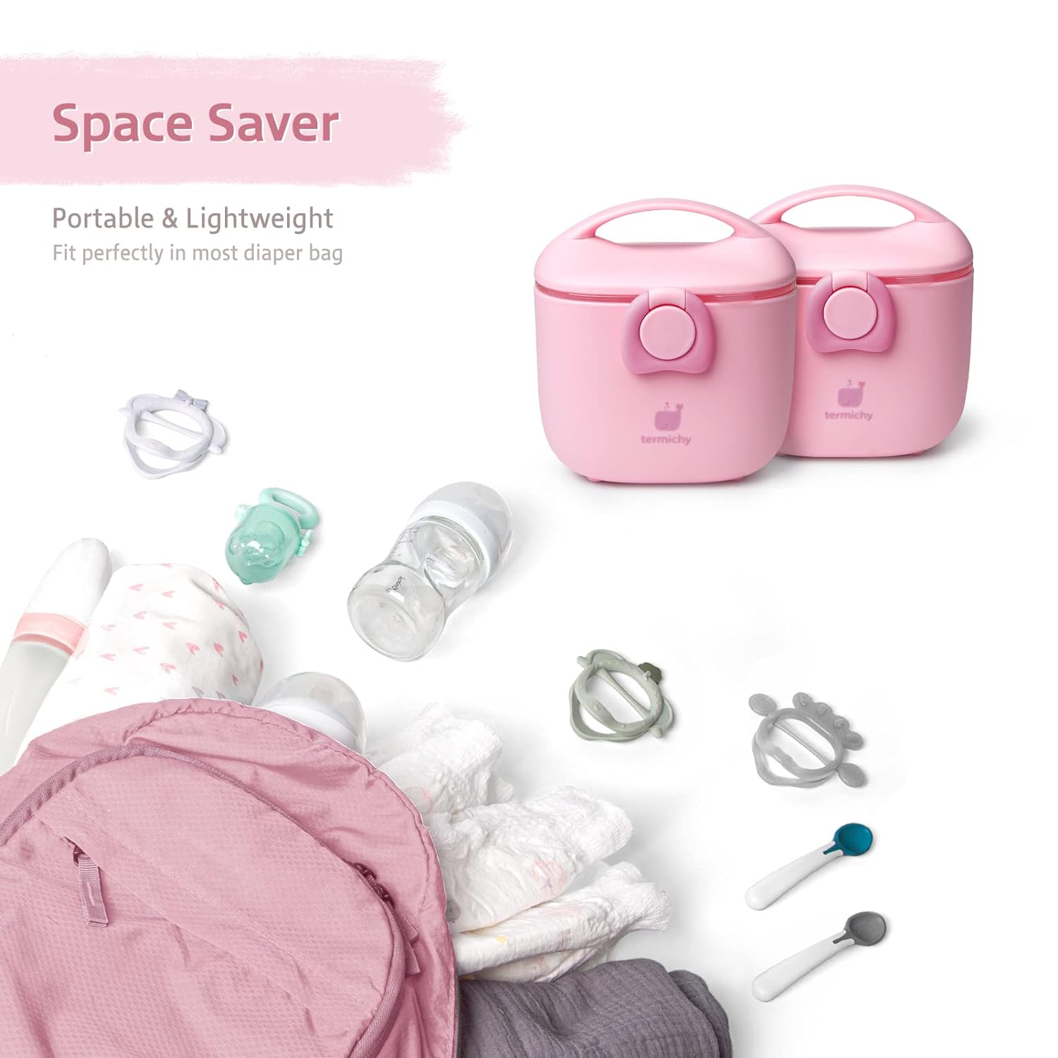 Baby Formula Dispenser, Portable Milk Powder Dispenser Container with Carry Handle and Scoop for Travel Outdoor Activities with Baby Infant