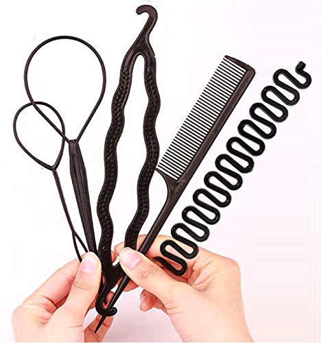 6PCS Hair Styling Set – Bun Maker, Ponytail, Twist & Braiding Tools for Women & Girls