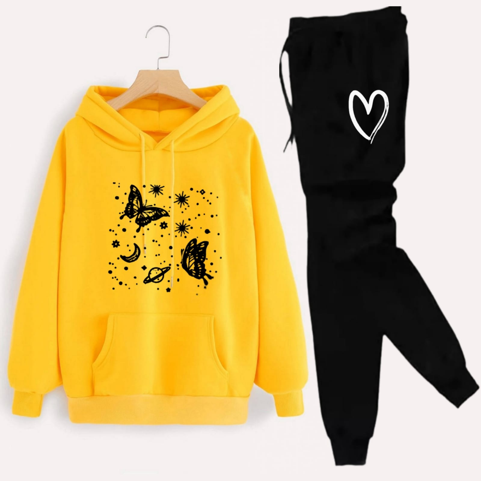 Pink Butterfly Printed Tracksuit For Girls & Women - Comfy & Cozy Hoodies For Girls