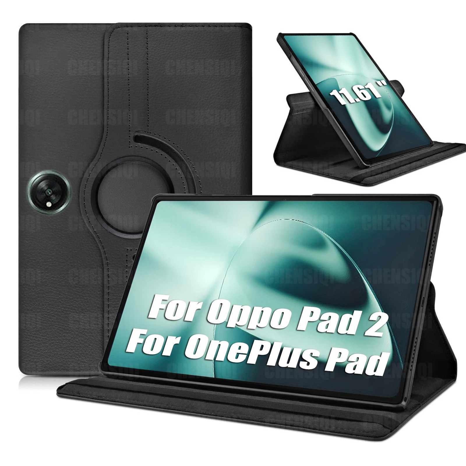 Compatible With OnePlus Pad and Oppo Pad 2/3 Case - 360 Degree Rotation Stand PU Cover for 11.61" Tablet (Not Fit Other Tablet)