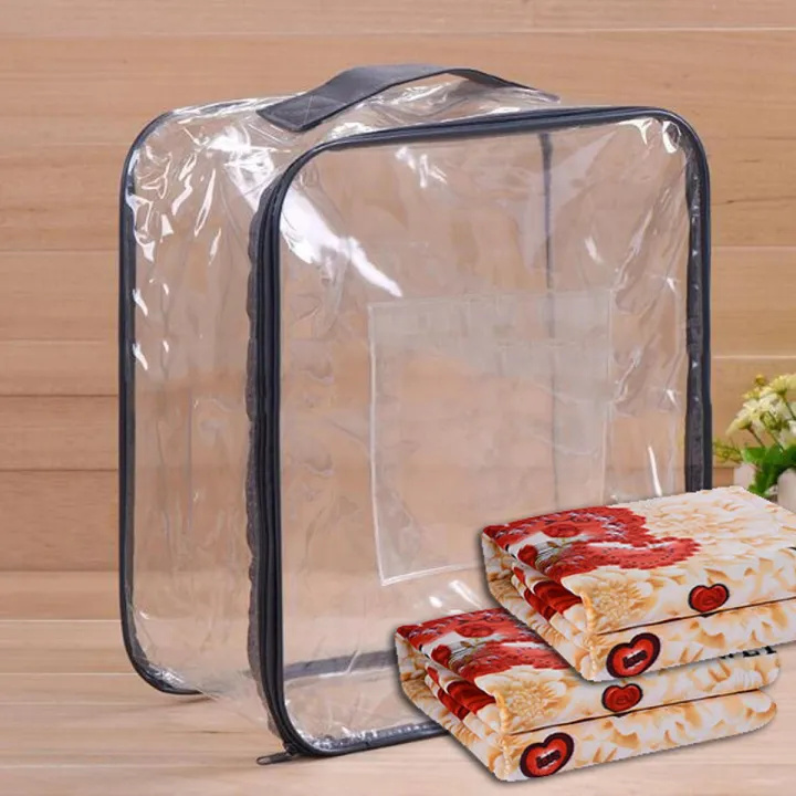 New Waterproof cloth storage bag Pvc Clear Transparent Dustproof Blanket bag organiser bedsheet packing bags baby diaper bag and accessories backpack blanket cover outdoor Travel bag