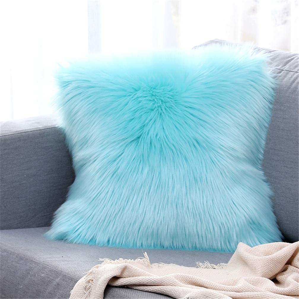 blue fluffy pillows