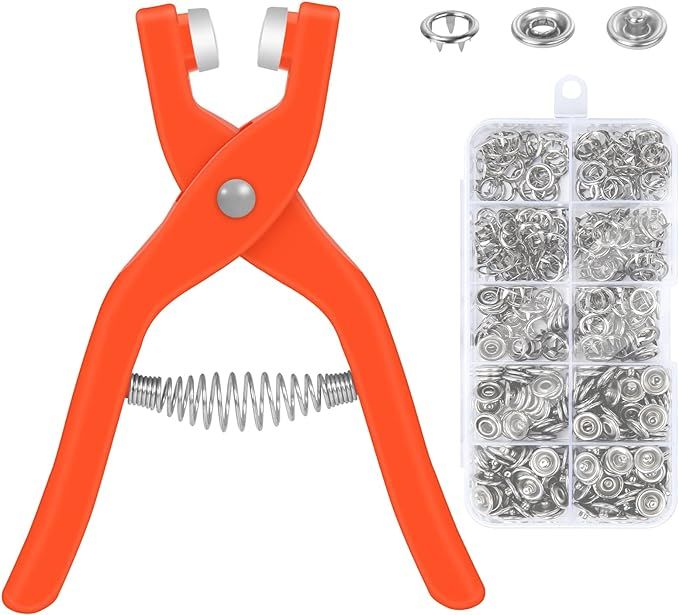 Metal Snap Buttons Press Plier with 150pcs 9.5mm Snap Buttons Kit | DIY Button Punch Tool for Baby Clothes, Jackets, Bags & Fabric Craft | Sewing Fastener Tool Kit