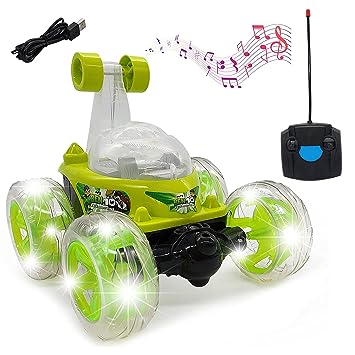 Rechargeable Remote-Control Stunt Car 360 Degree Twisting Fun with Lights & Music