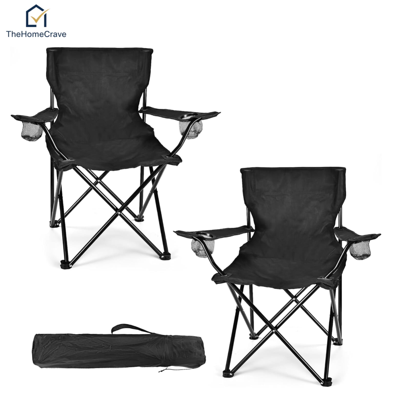 Portable Folding Camping Chair Lightweight Outdoor Foldable Chair with Carry Bag – Heavy Duty Fishing Chair for Camping, Hiking, Picnic, BBQ, Beach, Garden & Travel – Strong Steel Frame, Compact & Easy to Carry