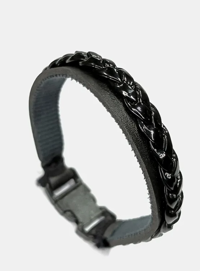 Triple Premium Combo Deal | 3 Pieces 3D Bar Stainless steel Necklace With Stainless Steel Titanium Ring And Black Comfortable Braid Bracelets For Men And Boys | Special Lockets set Gift For Men