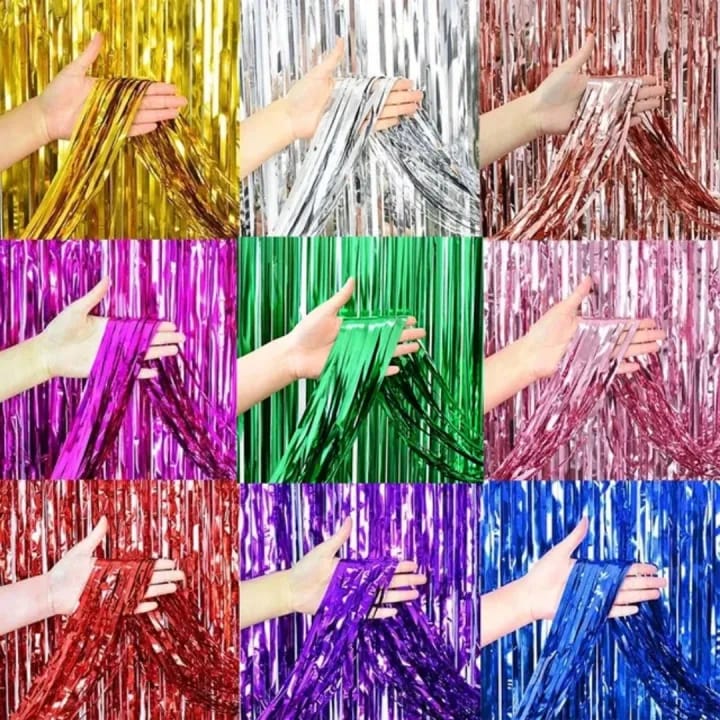Foil Fringe Curtains Tinsel Metallic Backdrop 4x6 Feet for Birthday, Wedding, Anniversary, Kids Room, Wall Decoration