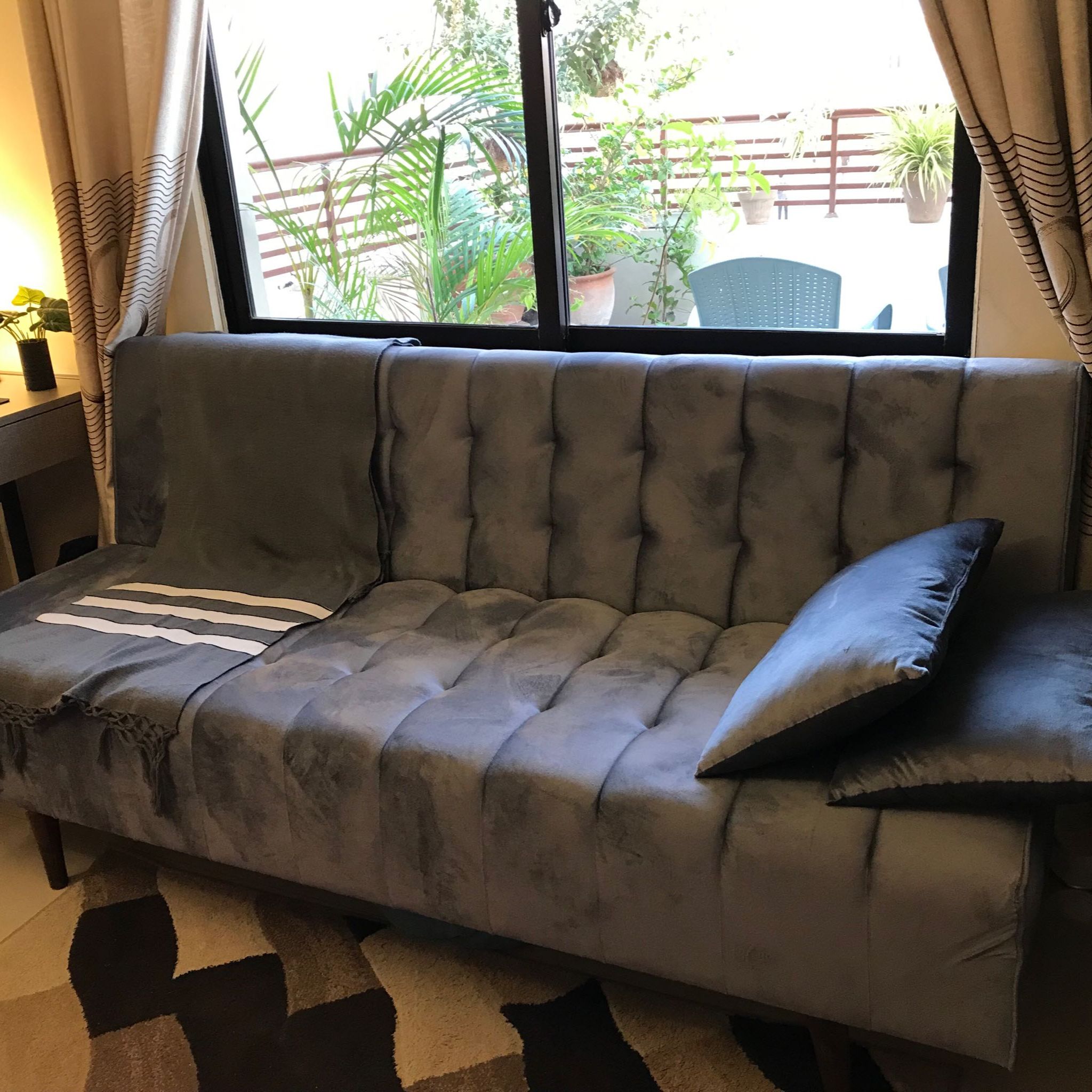Turkish Style 3 Seater Sofa Cam Bed With 2 Free Cushions Armless Best Price Furniture Sofas  | Fabric Velvet | Customize in All Colors | Compact Living Spaces, Dorms, Guest Rooms, Apartments, Offices | Imported