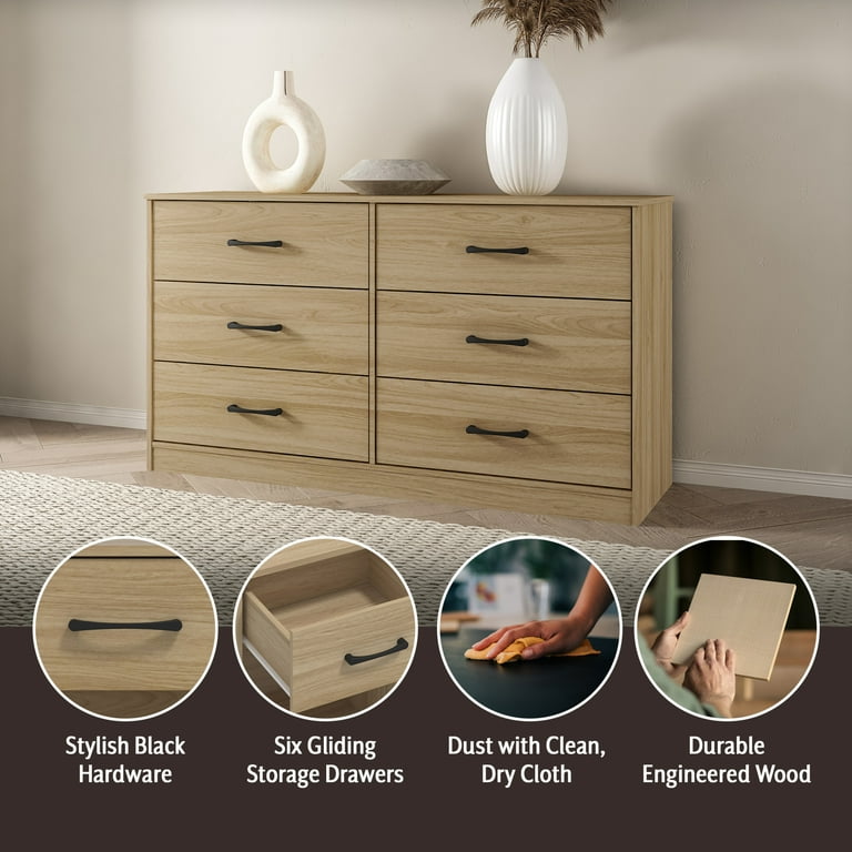 Oskar 6 Drawer Grooved Chest - By Roseland Furniture