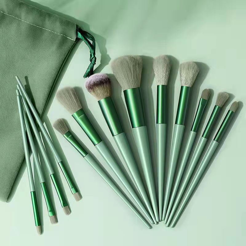 Julystar New Green Colour Makeup Brush Set Soft hair Loose Powder Eyeshadow Concealer Contour Eyeliner brush Foundation Beauty Cosmetic tools Potli Brush Set