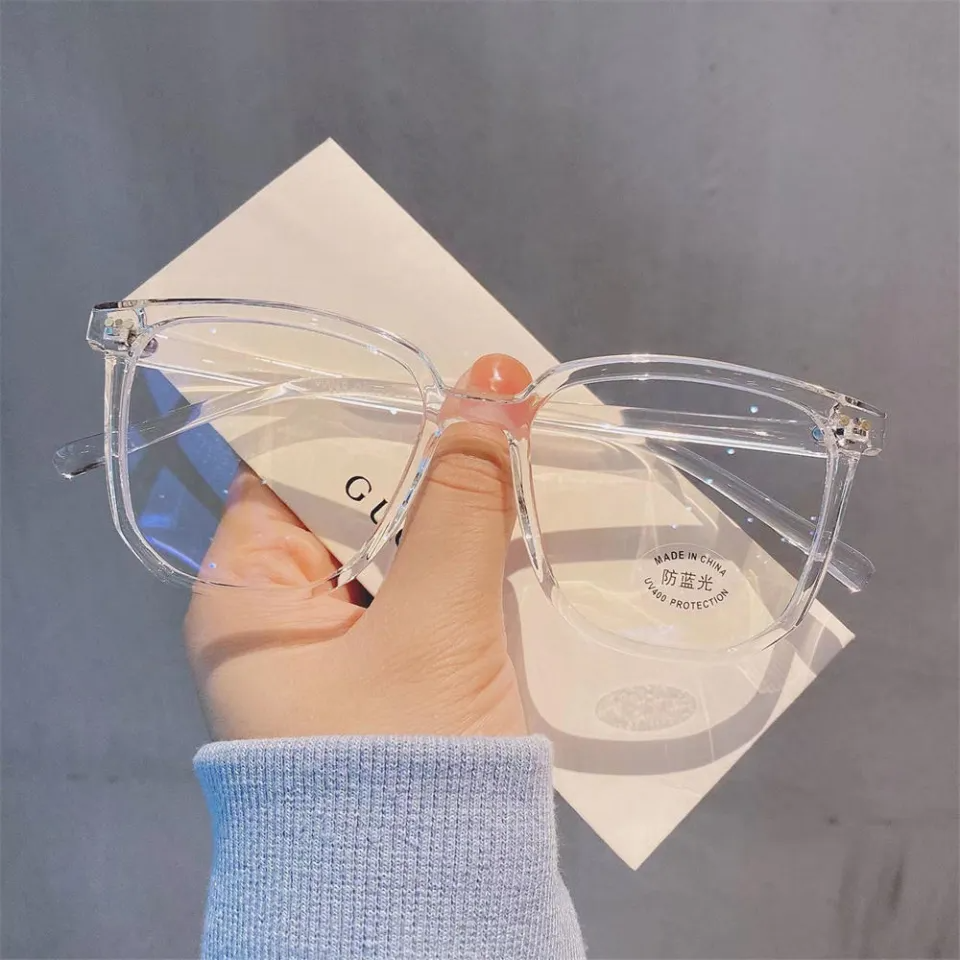 High-Grade Plastic Transparent Square Frame Glasses for Men - Clear Lens Anti-Blue Light Spectacles for Unisex Use