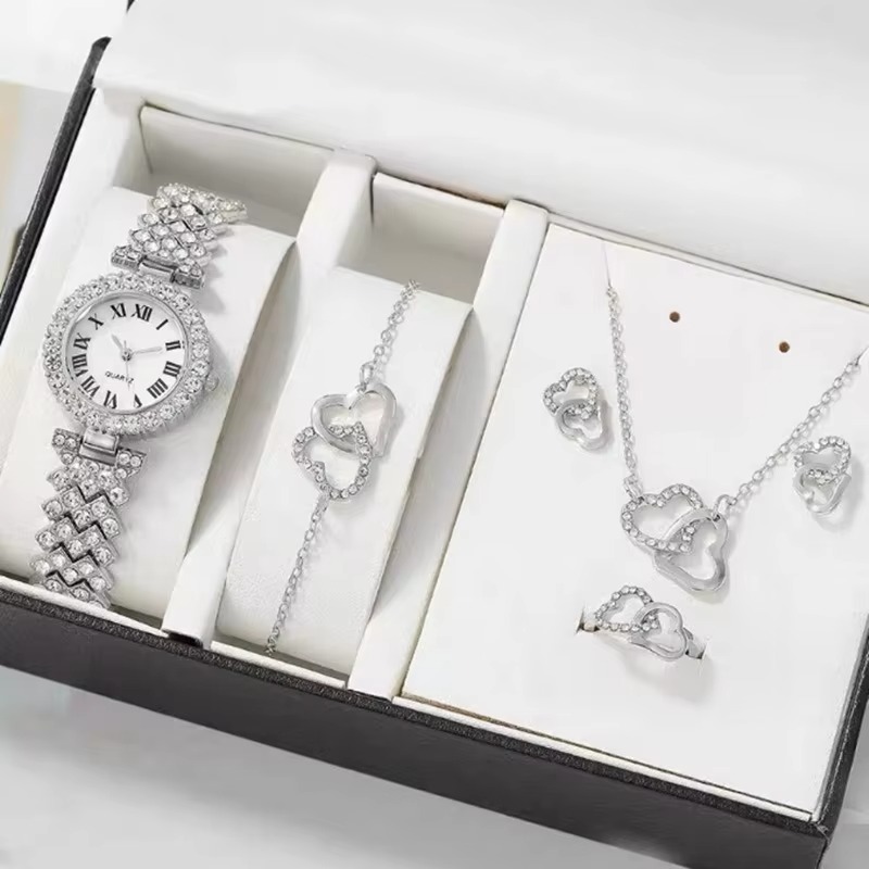 watch for girls, and Popular Fashion Roman Embossed Diamond Women Watch Jewelry Luxury Gift Accessories Box Set Fashion Ladies Watch Gift Set, for girls, women