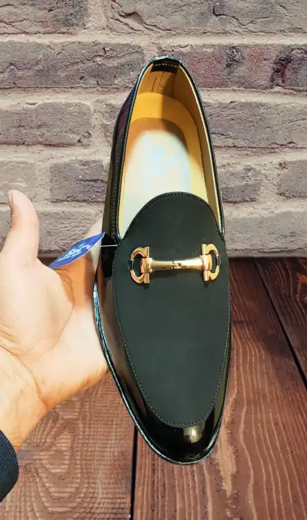 Boys black and gold on sale loafers