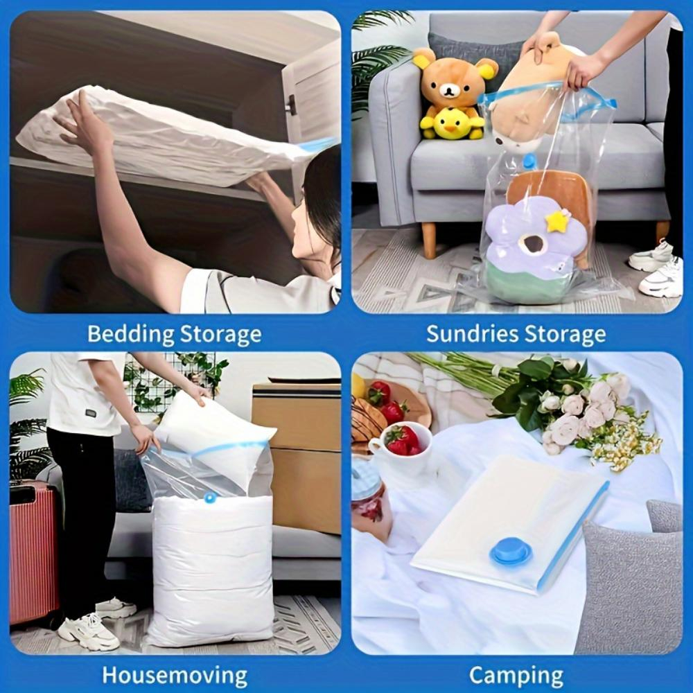 Vacuum Storage Bags With Pump Reusable Compression Organizer Bags For Clothing Blankets Food Storage