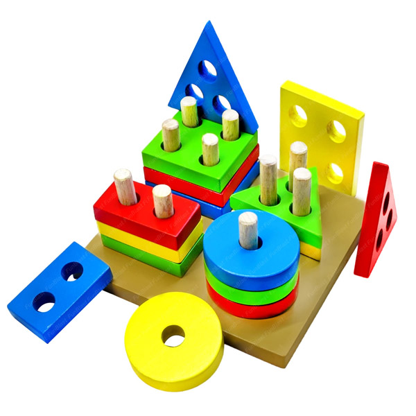 Lewo Wooden Puzzle Toddler Toys Shapes Sorter Preschool Geometric Blocks Stacking Games for Kids Geometric Shape Sorter Wooden Puzzles Teaching Geometric Shape Cognitive Matching Toys colorful KET