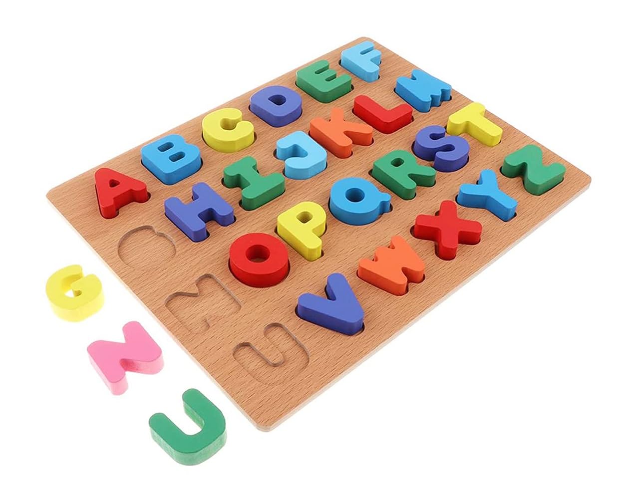 Wooden Capital ABC Learning Board, Montessori Alphabet Learning Puzzle, Preschool Learning Puzzle, Early Learning Educational Toy