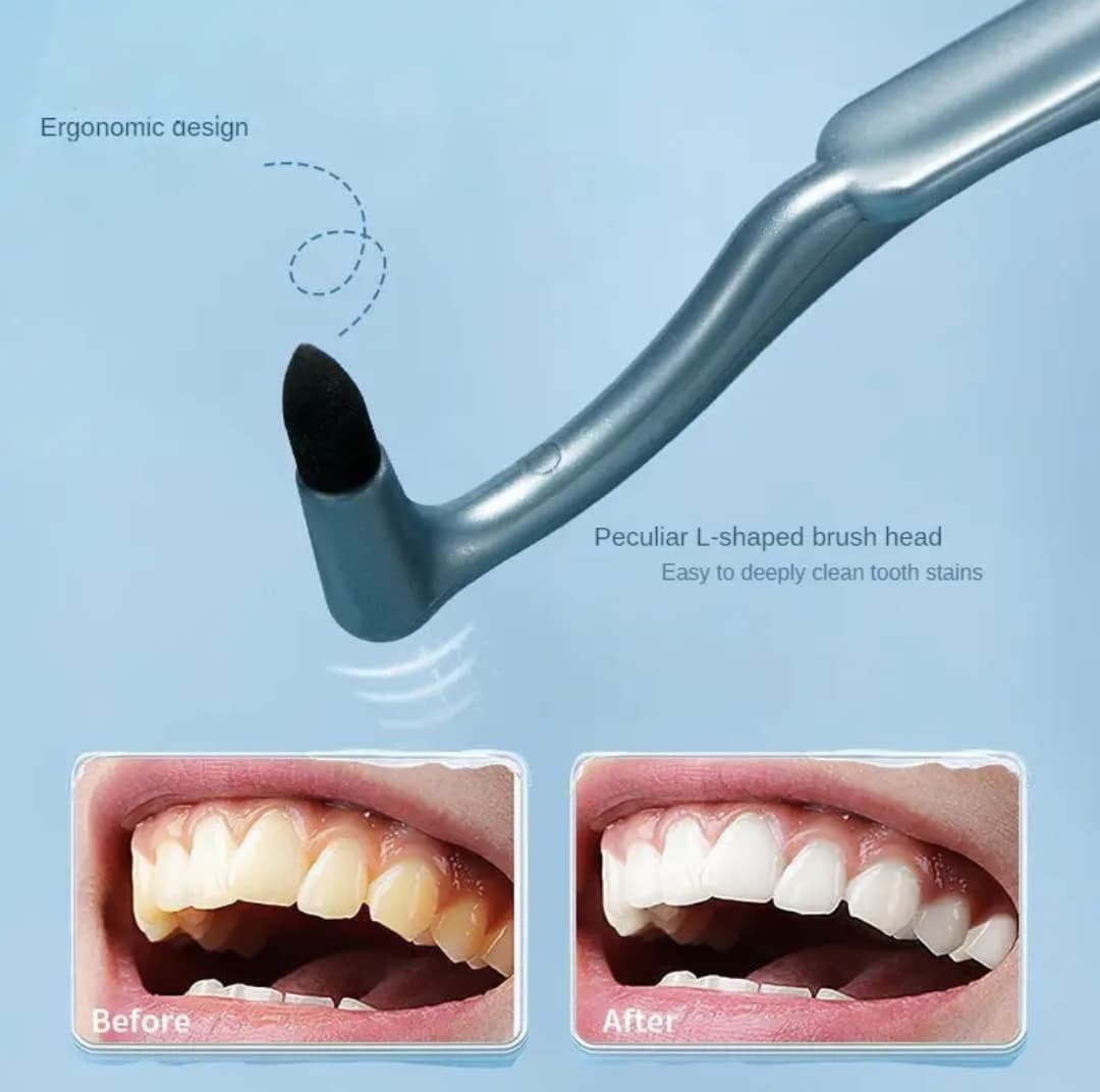 1/2 pc Manual Teeth Stain Eraser Manual Dental Teeth Stain Eraser and Plaque Remover - Handheld Teeth Polishing Flosser for Oral Hygiene, No Electricity or Battery Needed Teeth Stain Remover Sticks with Carbonized Silicone Hard Brush Heads Deep Clean