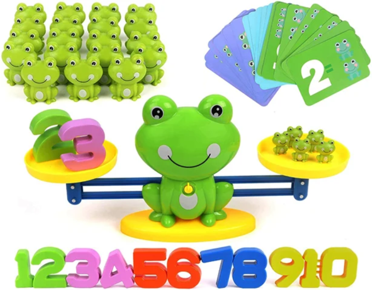 Frog Balance Math Toy Game | Number Learning Game with Scale, Cards & Frog Counters | Educational Toy for Kids Boys & Girls