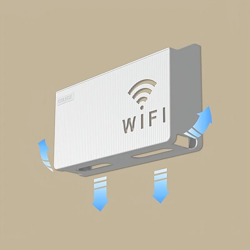 elf-Adhesive WiFi Storage Box, WiFi Router Holder Case Wall Mount-Universal Wall Shelf for Modem, Set-Top Box, Smart Devices-Space-Saving Cable Organizer Stand for Home & Office (Multicolor)
