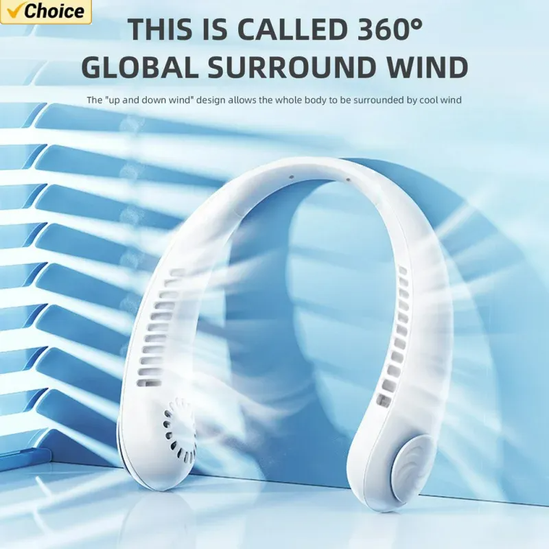 Rechargable Neck Fans Mini for School, Kitchen, and Travel - Portable Bladeless Design with USB Charging, Super Strong Cooling for Boys and Girls - Quiet Dual Cooling Neck Fan for Outdoor Sports, Home, Office, and Summer Activities