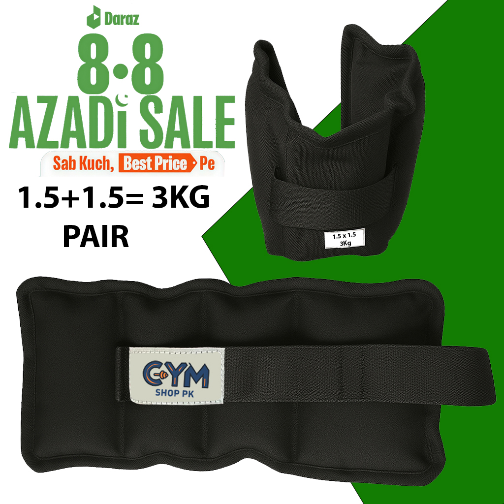 Ankle Weights 3Kg Pair for Fitness,Gym & Home Workouts By GYM SHOP PK