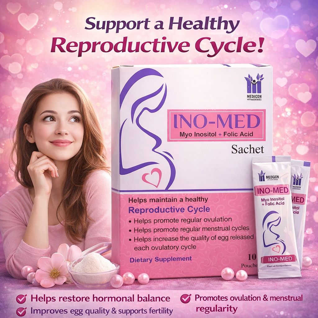 Ino-Med Myo Inositol + Folic Acid 10 Sachets – Fertility Support  Women’s Reproductive Health, Hormonal Balance & Pregnancy Care