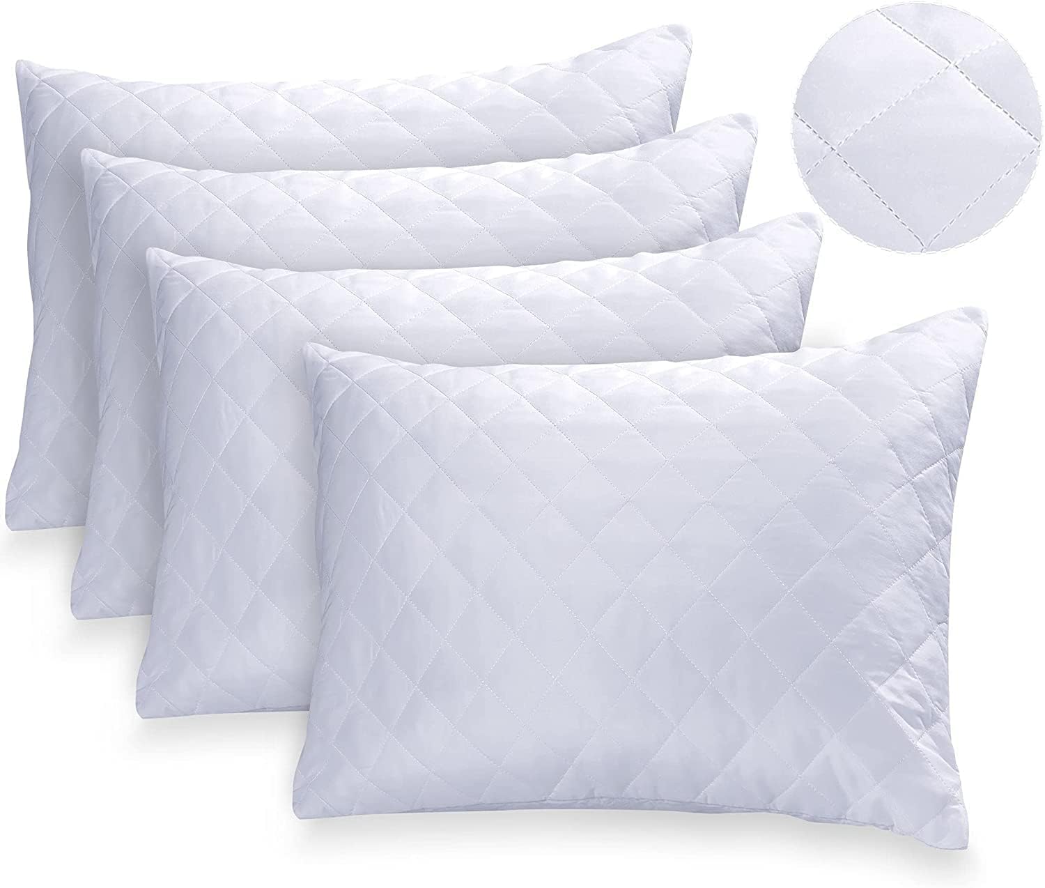 Pillow Protectors 2 & 4 Pieces Pack Quilted Zipped - Ultra Luxe Zipped ...