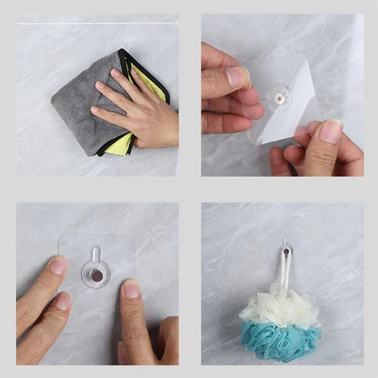 2/6pcs Strong Adhesive Nails Wall Poster Seamless Wall Hook Waterproof Durable Transparent for Kitchen Bathroom Screw Hook Hanger Picture Photo Frame Painting Self Adhesive Wall Screw Sticker PVC