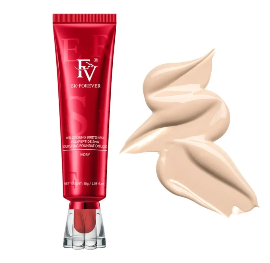 FV Foundation Tube China Red Original (Ivory) Oil Absorb Liquid Foundation Best Tube Foundation Full Coverage Base 30g ( Original )
